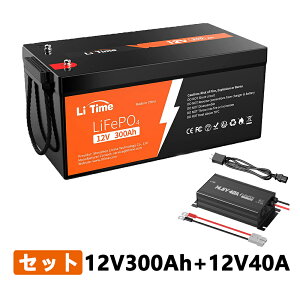 LiTime 12V 300Ah _S`ECIobe[ 14.6V40A p[d Zbg BMSی 4000ȏTCN  ɗDLiFePO4obe[