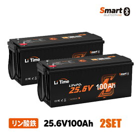 【PACK2/PACK4 】【Bluetoot機能】LiTime 24V 100Ah トローリングモーター用リン酸鉄リチウムイオンバッテリー Bluetoot機能&低温保護付き 2560Whエネルギー ソーラーハウス キャンプ RV マリンバッテリー オフグリッド エレキ