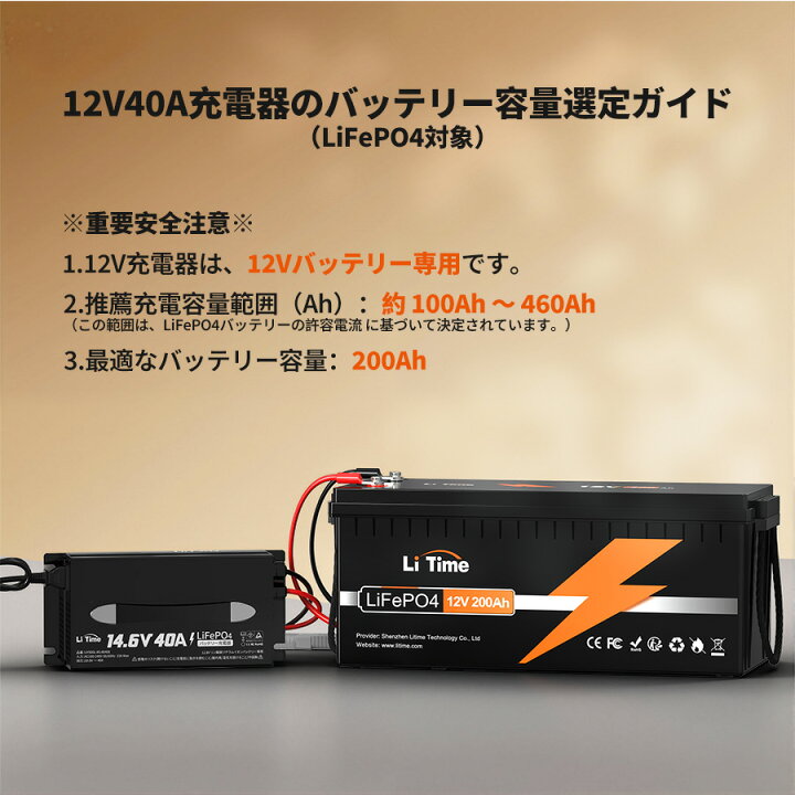楽天市場】LiTime 12V40A リチウムイオンバッテリー充電器 14.6V 40A 