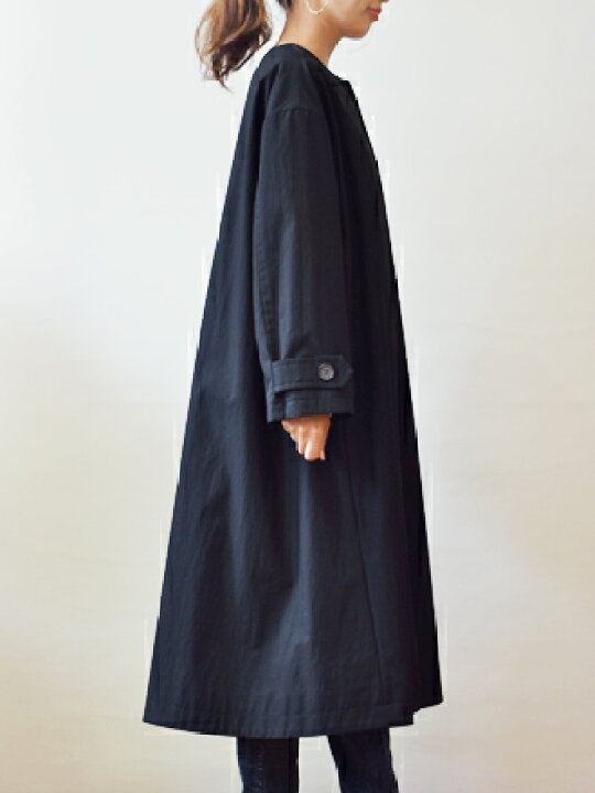楽天市場】カフネ（cafune）ノーカラー 裏付きのナイロンコート(pa029  