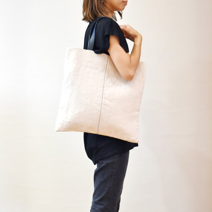 楽天市場】irise（イリゼ）レザーハンドル リネン生地 トートバッグ  