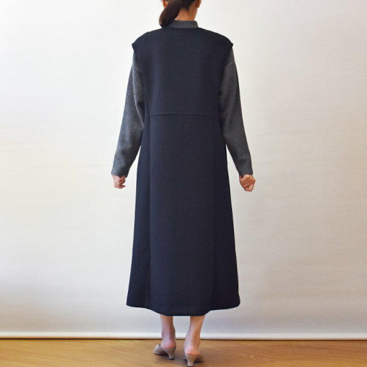 PUPULA ププラ 裏起毛Vネックジャンパースカート ブラック 