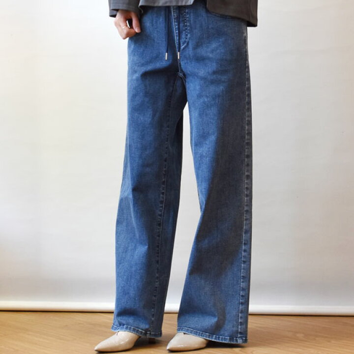 楽天市場】パシオーネ（PASSIONE）ワイド ストレッチデニム ブルー  