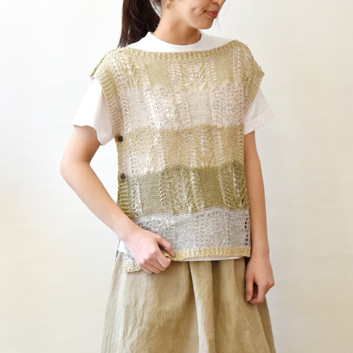 楽天市場】FUGA FUGA（フーガフーガ) 脇ボタン 透かし編みニット(st073  