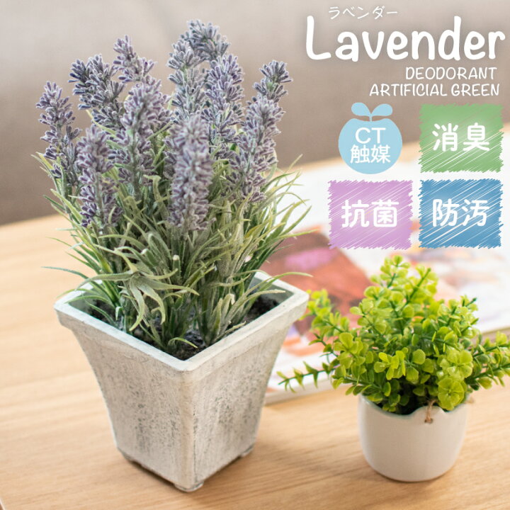 楽天市場 ラベンダー フェイクグリーン 人工観葉植物 造花 消臭アーティフィシャルグリーン おしゃれ シャビーシック リビング ダイニング 玄関 キッチン トイレ ナチュラル 雑貨 グリーン 消臭 防汚 抗菌 Ct触媒 ギフト 母の日 Lavender L おしゃれ照明のampoule