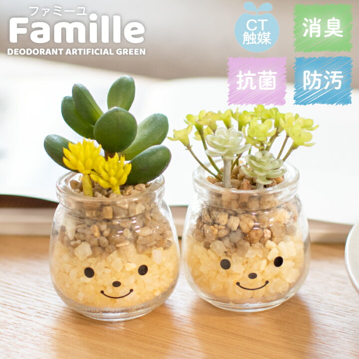 楽天市場 フェイクグリーン 多肉植物 サボテン 風水 人工観葉植物 造花 消臭アーティフィシャルグリーン おしゃれ 対人運 リビング ダイニング 玄関 キッチン トイレ ナチュラル 消臭 抗菌 寄せ植え Ct触媒 ギフト 母の日 Famille ファミーユ S おしゃれ照明のampoule