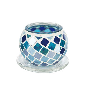 植木鉢 鉢 鉢カバー おしゃれ プラントポット 2.5号 室内 フラワーポット ガラス モザイク ガーデニング 屋外 植物 多肉植物 底穴あり 受け皿付き プランター 円形 丸型 ブルー レッド ホワイ