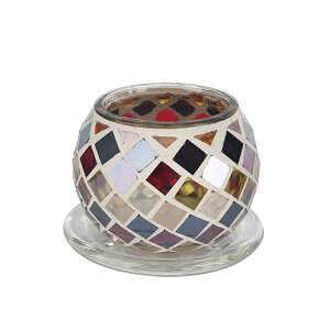 植木鉢 鉢 鉢カバー おしゃれ プラントポット 2.5号 室内 フラワーポット ガラス モザイク ガーデニング 屋外 植物 多肉植物 底穴あり 受け皿付き プランター 円形 丸型 ブルー レッド ホワイ