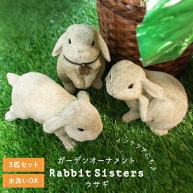 ガーデニング オーナメント 置物 オブジェ うさぎ ウサギ ラビット グッズ おしゃれ 屋外 インテリア 北欧 アンティーク ナチュラル リアル 動物 アニマル ガーデン 雑貨 かわいい ホワイト 白 アイボリー 庭 玄関 ベランダ リビング キシマ rabbit sisters 3匹セット
