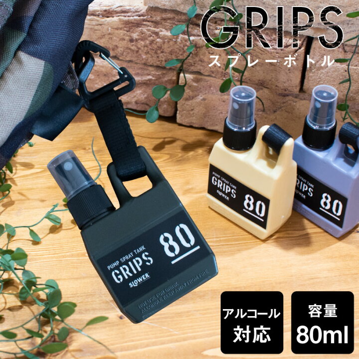 楽天市場 ポイント5倍 スプレーボトル アルコール対応 おしゃれ 消毒 スプレー 容器 詰め替え ミリタリー 迷彩 カラビナ ストラップ ボトル 80ml 旅行 アウトドア 外出 携帯 スロウワー グリップス Slower Grips おしゃれ照明のampoule