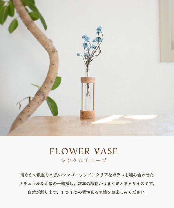 楽天市場 フラワーベース ドライフラワー ベース 花瓶 おしゃれ 一輪挿し 木 木製 ウッド ガラス 小さめ 北欧 シンプル ナチュラル 可愛い 14cm 試験管 生け花 花 茶色 花器 雑貨 インテリア Posh Living おしゃれ照明のampoule