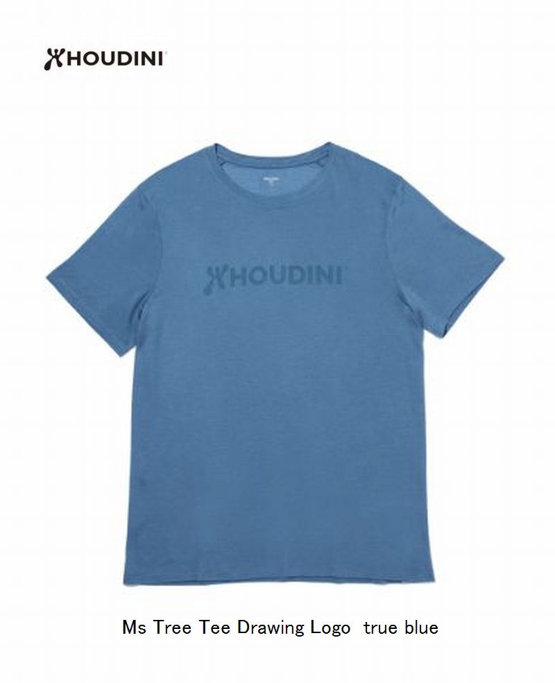 フーディニ HOUDINI Ms Tree Tee Drawing Logo 417 true blue メンズ Tシャツ 限定