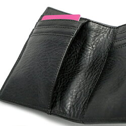 クロムハーツ財布（ChromeHearts）ウォレット・ミニ・ウェーブ・クロスボタン・ブラックヘビーレザー（クロム・ハーツ）