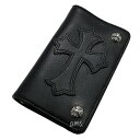 クロムハーツ 財布（Chrome Hearts）1ジップ・クロスボタン・セメタリーパッチブラック・ヘビーレザーウォレット(メンズ）（クロム・ハ…