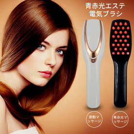 電気ブラシ ヘアブラシ 電動ヘッドブラシ 頭皮マッサージ 頭皮ブラシ 薄毛予防 抜け毛予防　青赤光りエステ スカルプマッサージャー マッサージ機 リラックス コードレス  血行不良 皮脂洗浄 美容家電 プレゼント