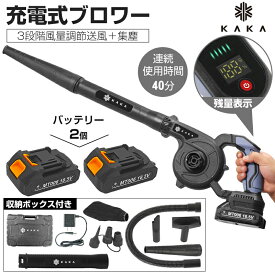 【特典あり 一年保証 バッテリー2個】3段階調節 充電式 ブロワー 残量表示 18.5Vバッテリ一2個付き マキタ交換対応 電動 コードレス ブロワー 小型 集塵機 ミニ 庭掃除 洗車 園芸設備 充電式ブロワ 充電器付き 充電式ブロワ セット 送風 エアー 落ち葉 清掃 集塵 一機多用