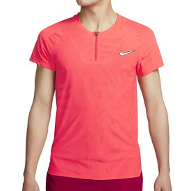 売切り終了！在庫処分特価】【日本サイズ】ナイキ(NIKE) 2023 FA メンズ コート Dri-FIT アドバンテージ スラム ハーフジップ 半袖ポロシャツ DX5524-850 エンバーグロー×WH(23y8mテニス)[次回使えるクーポンプレゼント]