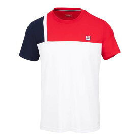 FILA(フィラ) 2023 SS ジュニア(ボーイズ) KARL(カール) カラーブロック 半袖Tシャツ FJL231013E-0152 ホワイト×Fレッド(23y4mテニス)[次回使えるクーポンプレゼント]