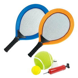 「特大ボールで遊ぼう！！」HAC(ハック) どでか テニス BIGサイズテニス バドミントン 空気入れ付き HAC3492(N)-オレンジ×ブルー(23y6m)[次回使えるクーポンプレゼント]