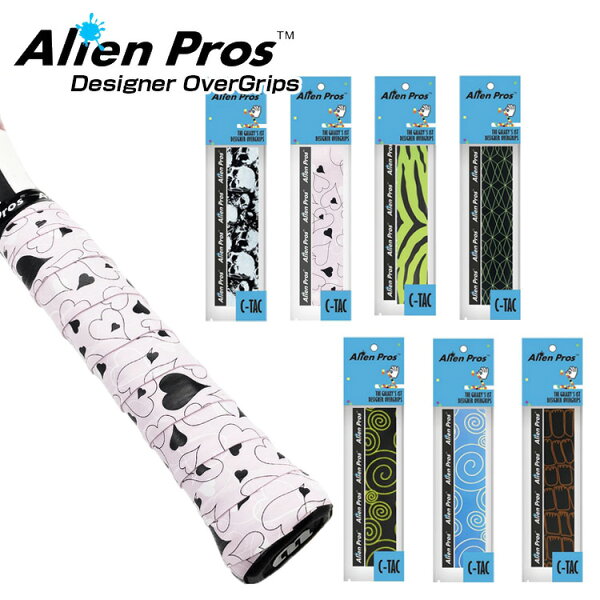 ＼3日20時-15日まで最大2000円引クーポン／【ウェット1本入】Alien Pros(エイリアン プロス) デザイナー テニス グリップテープ ウェット タイプ C-TAC CT-TE-1(19y10m)[次回使えるクーポンプレゼント]