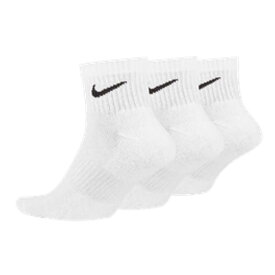 ＼18日〜22日！決算祭4弾8％OFFクーポン／【同色3足組】ナイキ(NIKE) ユニセックス エブリデイ クッション クウォーター アンクル丈 ソックス 3P SX7667-100 ホワイト×ブラック(24y4m)[次回使えるクーポンプレゼント]