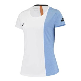 14日・15日最大1000円OFFクーポン！バボラ(Babolat) 2025 ジュニア(ガールズ) PLAY プレー キャップスリーブ ゲームシャツ 3GTF011-1095 ホワイト×ブルー(25y3mテニス用ゲームウェア)[次回使えるクーポンプレゼント]