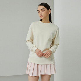 韓国系テニスウェア LOVEFORTY(ラブフォーティ) レディース LOVE FORTY LOGO スウェット シャツ ジャージ -クリーム(22y4mテニス)[次回使えるクーポンプレゼント]