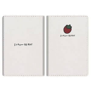 パスポートケース 二つ折り ストラップホール付き メンズ レディース おしゃれ かわいい 盗難防止 紛失防止 カード ペン ボタン カバー 軽量 皮革 ギフト プレゼント フルーツ イラスト チェ