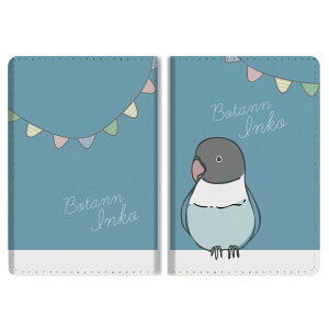 パスポートケース 二つ折り ストラップホール付き メンズ レディース おしゃれ かわいい 盗難防止 紛失防止 カード ペン ボタン カバー 軽量 皮革 ギフト プレゼント インコ オカメインコ イ