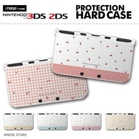 new3DS LL カバー ケース new 3DSLL new 2DS LL 3DS LL カバー Nintendo かわいい おしゃれ 大人 子供 キッズ おもちゃ ゲーム チェリー さくらんぼ ギンガム チェック 果物 女の子 フルーツ イラスト