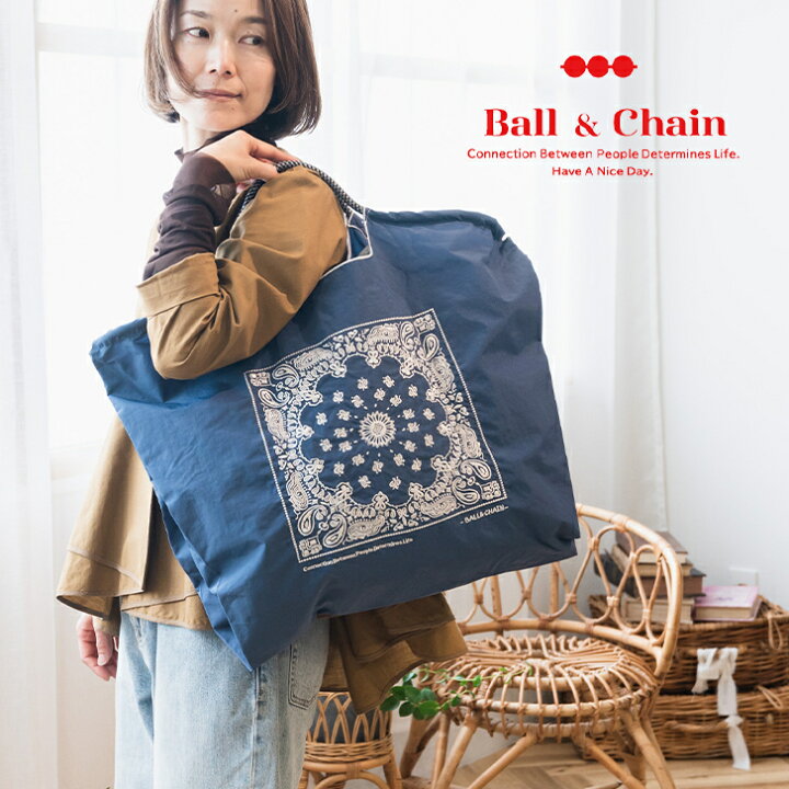 楽天市場】【Ball&Chain/ボールアンドチェーン】バンダナ BANDANA 刺繍 エコバッグ Lサイズ Ball&Chain 正規販売店 BC刺繍ショッピング ECOBAG BLUE LABEL ショッピングバッグ BAG トートバッグ ショルダーバッグ : Okan's Goods 楽天市場店