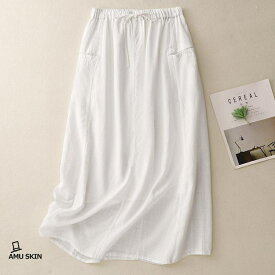 【楽天スーパーSALE】ロングスカート レディース Aライン 春 夏 秋 麻 リネン混 マキシ丈 ナチュラル 涼しい ウエストゴム 体型カバー ギャザー ゆったり