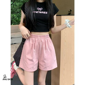 【楽天スーパーSALE】ショートパンツ レディース 夏 ハイウエスト ウエストゴム Aライン ゆったり 短パン カジュアル 涼しい 部屋着 美脚 痩せ見え 無地