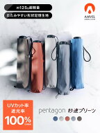 形状記憶 日傘 軽量 125g 折りたたみ 遮光 100 晴雨兼用／pentagon HEATBLOCK 秒速プリーツ ペンタゴン …