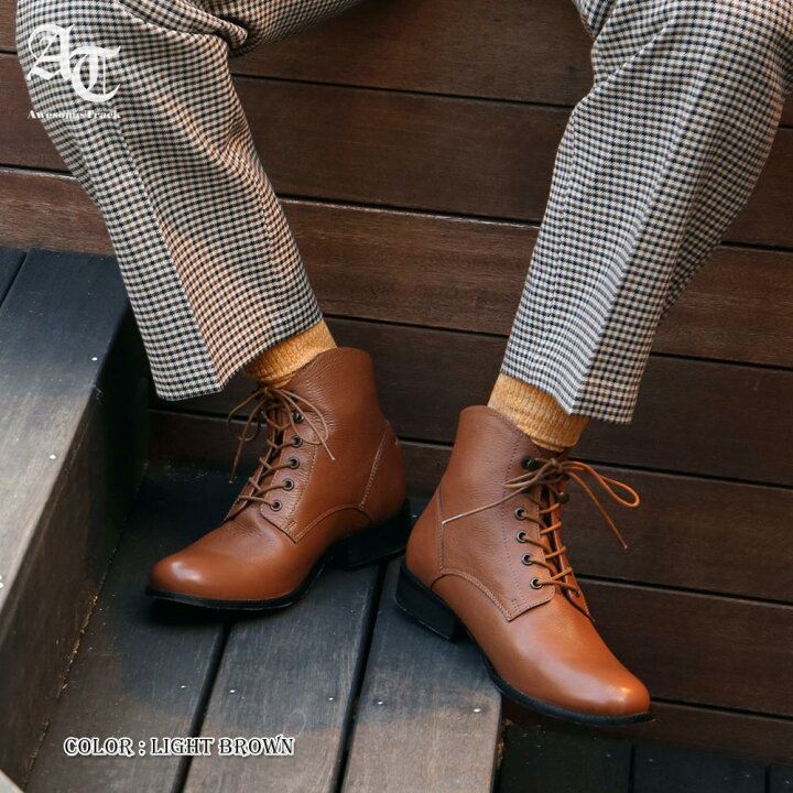 楽天市場 アウトレット 訳あり 本革 プレーントゥ レースアップ アンクルブーツ メンズ 革靴 ショートブーツ カジュアルシューズ アメカジ オールレザー 紳士靴 ハイカット 革 カジュアル おしゃれ 黒 茶 色 ブラック ブラウン オーサムトラック Awesometrack 靴の