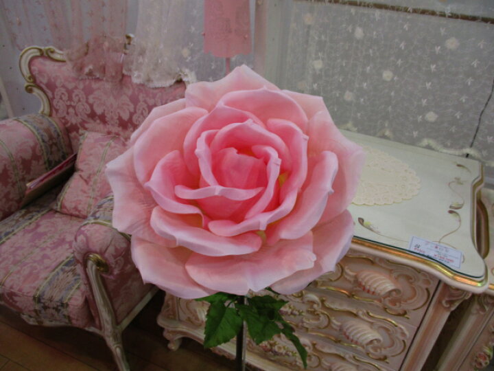 楽天市場 ビッグローズ 小 ピンク 薔薇雑貨 ローズ雑貨 造花 大きい薔薇 オブジェ ギフト パーティー 贈り物 プレゼント バラ アンロゼ 楽天市場店