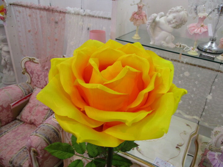 楽天市場】ビッグローズ（大） イエロー 【薔薇雑貨 ローズ雑貨 造花 