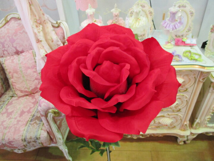 楽天市場 ビッグローズ 小 レッド 薔薇雑貨 ローズ雑貨 造花 大きい薔薇 オブジェ ギフト パーティー 贈り物 プレゼント バラ アンロゼ 楽天市場店