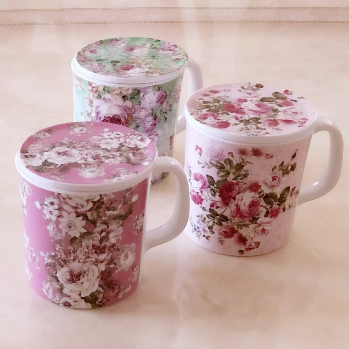 楽天市場 メラミン蓋付きマグカップ 薔薇雑貨 ローズ雑貨 キッチン雑貨 メラミン樹脂 コップ 耐熱食器 アンロゼ 楽天市場店