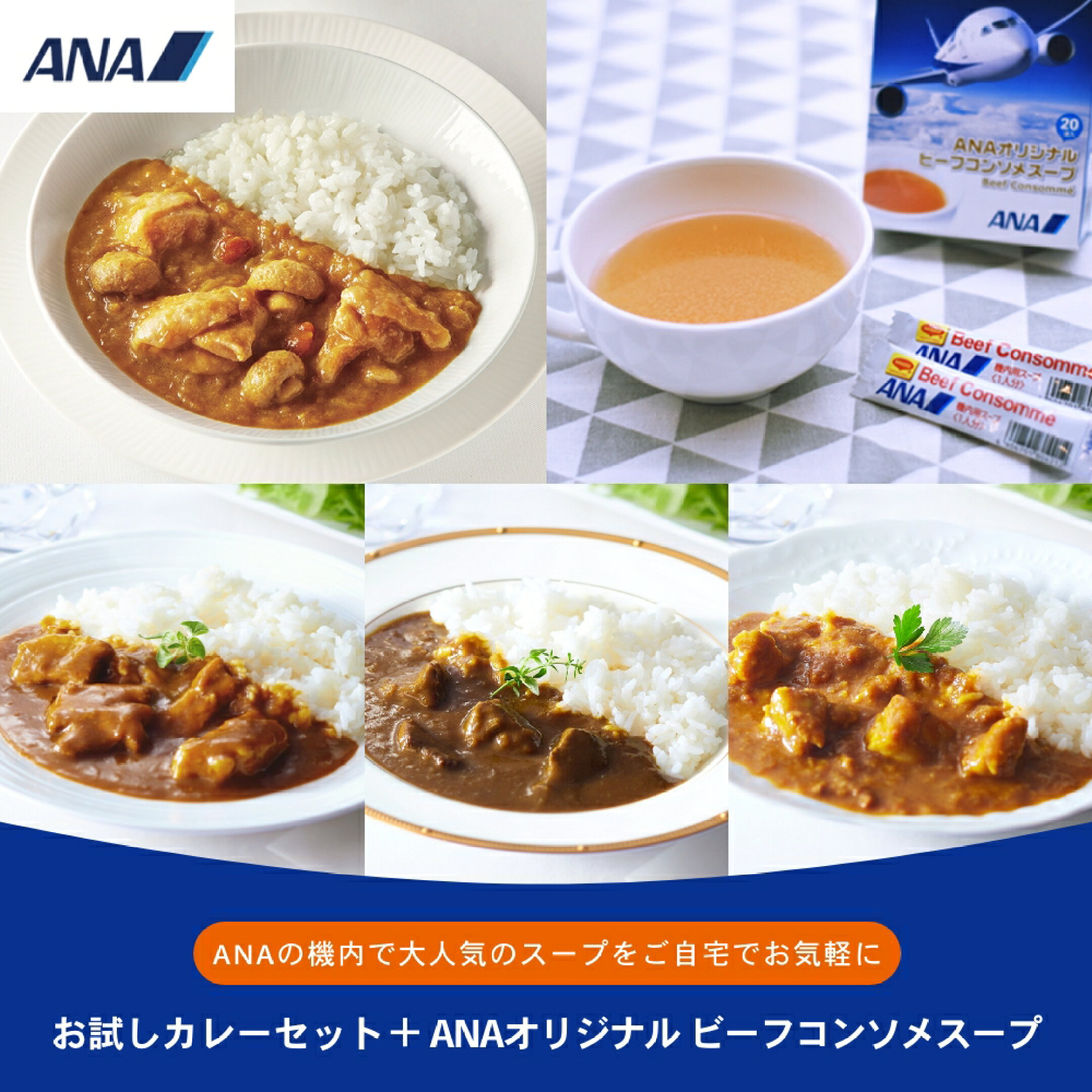 お試しカレー4種類＋オリジナルコンソメスープのセット！