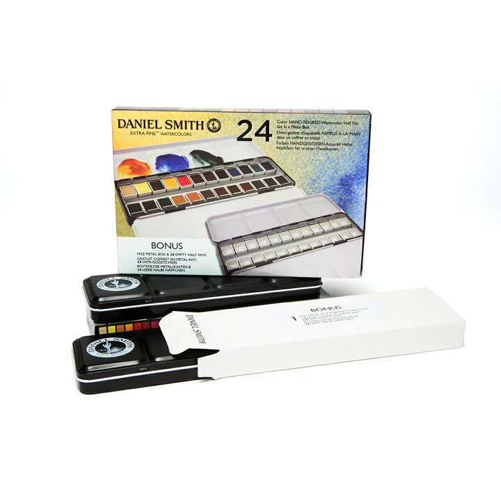 楽天市場】24色 ハーフパンセット（メタルボックス入り） 水彩絵具 