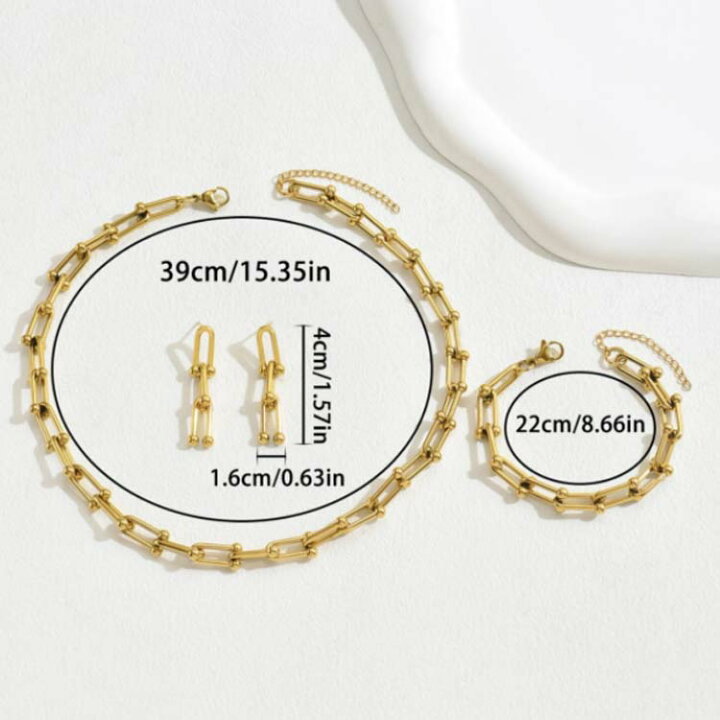 楽天市場】チェーン 3点セット Uチェーン ネックレス ピアス 