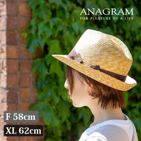 帽子 レディース 大きいサイズ 春夏 麦わら帽子 麦わらハット ストローハット 中折れハット F58cm XL62cm 紫外線対策 UVカット 日焼け防止 アウトドア アナグラム ANAGRAM ギフトラッピング対応 クーポン対象