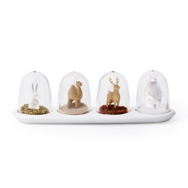 【正規品】QUALY クオリー 調味料入れ シーズニングシェイカー 4個セット [塩 こしょう ソルト ペーパー ハーブ 香辛料 入れ 調味料ラック 動物 アニマル キッチン 収納 セット かわいい ユニーク 新生活 ギフト ]