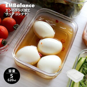 エンバランス クリアコンテナS 620ml | エンバランス加工 クリアケース 保存容器 食洗器OK 冷凍OK 入れ子収納 安心素材 BPAフリー 鮮度保持 発効促進 栄養素保持 活性化 鮮度キープ 透明 スクエ