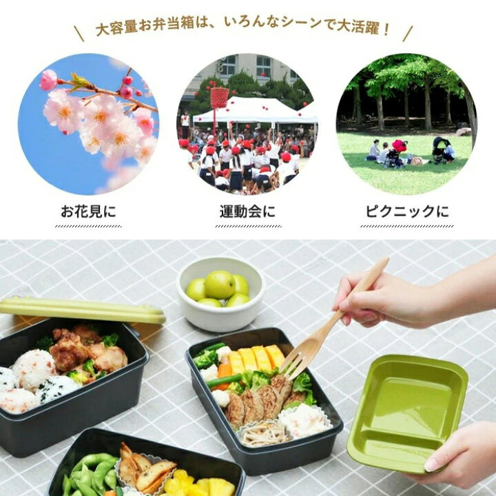 楽天市場 運動会 お弁当箱 重箱 ピクニックランチボックス 3段 とりわけトレー付き 3 4人用 弁当箱 ピクニック ランチボックス 大容量 ファミリー ランチボックス３段 三段 かわいい おしゃれ 行楽 花見 人気 行楽ランチボックス あなろ インテリア雑貨