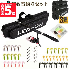 ★期間限定！最大20%OFF★釣りセット 3セット 1.6m ルアーセット 釣竿セット 初心者 子供 スピニングリール 海釣り 投げ釣り 釣り具 釣り竿セット 釣具セット コンパクト リール付きロッド ルアー ライン付 釣りバッグ付き 送料
