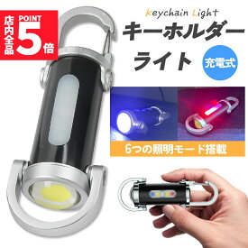 ★期間限定！ポイント5倍★キーホルダーライト カラビナ付き COB LED ライト ミニライト 携帯ライト 小型 カラビナ キーホルダー 携帯 防災グッズ アウトドア 多機能 非常用 緊急時 コンパクト 超軽量 ポケット ランタン代用 登山