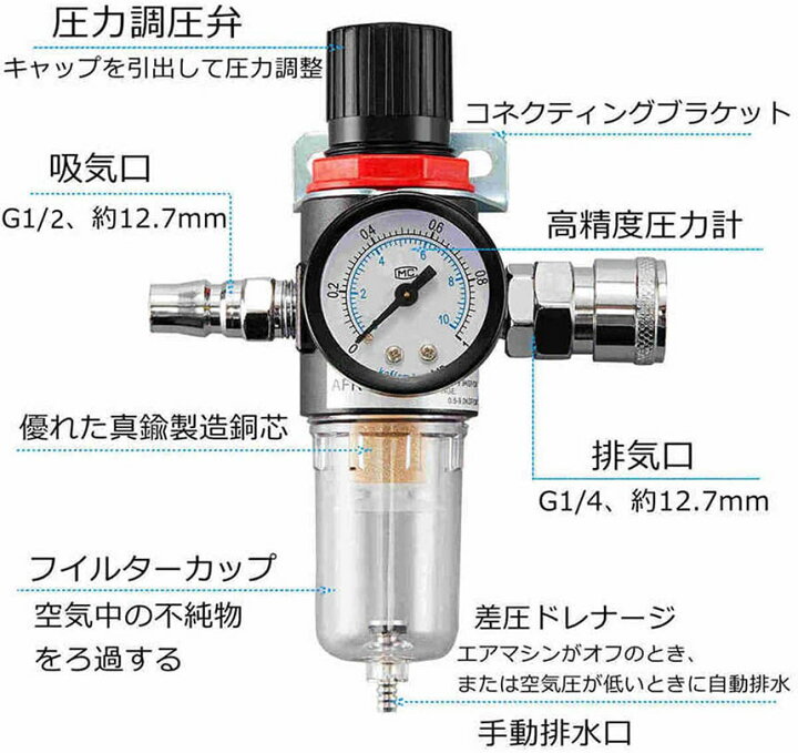 楽天市場】エアー レギュレーター ウォーターセパレーター エアー 減圧弁、レギュレーター
