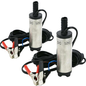 水中ポンプ 12V 24V 2個セット 小型 ウォーターポンプ 12L/min バッテリークランプ 電動 ポンプ ケーブル 3m スイッチ式 強力 給油 給水 排油 排水 灯油 海水 船舶 風呂 水槽 汚水バッテリー クラン
